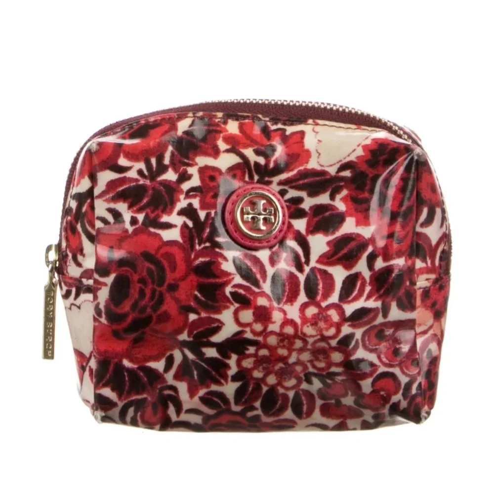 Tory Burch Red Floral Cosmetic Bag
